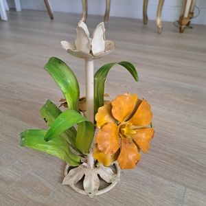 Italian metal tole flowers candle holder